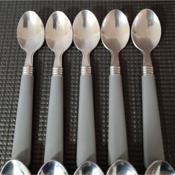10 EVERYDAY TEASPOONS GREY HANDLE - Picture 2 of 4
